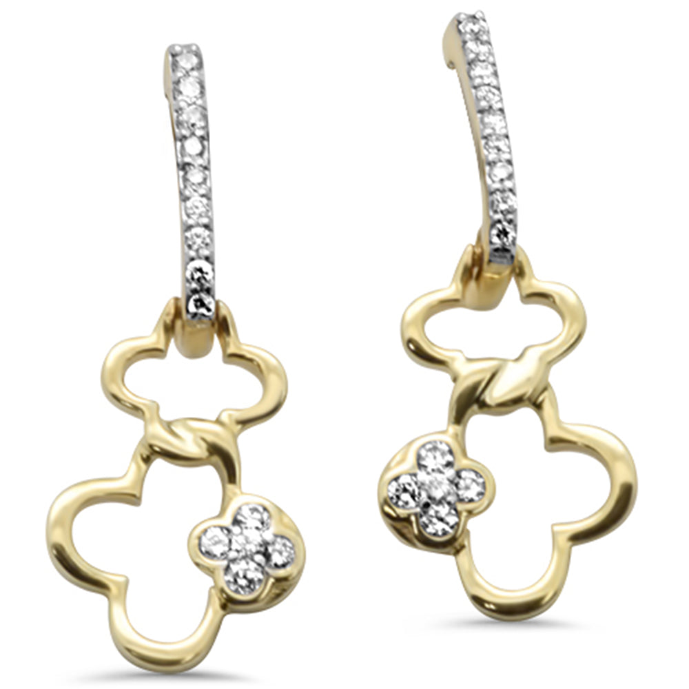 ''SPECIAL! .21ct G SI 14K Yellow Gold Diamond FLOWER Dangling Earrings''