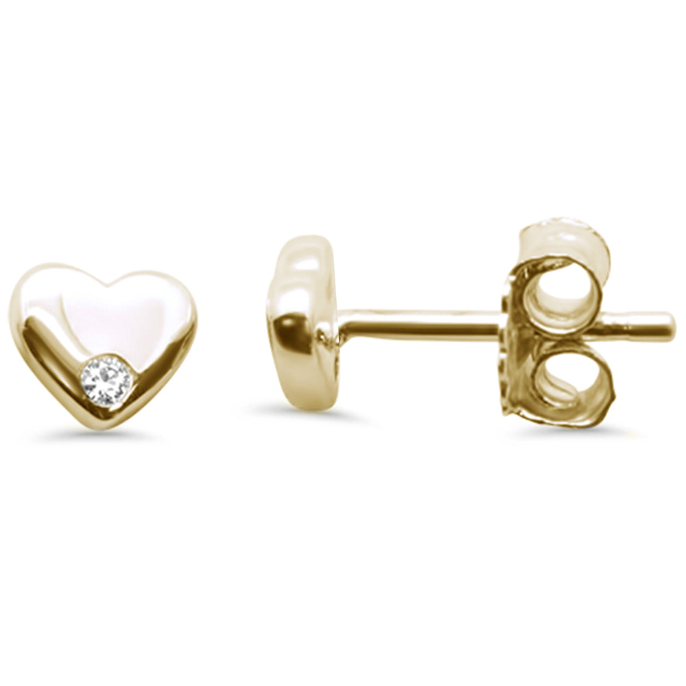 .02ct G SI 14K Yellow GOLD Diamond Heart Earrings
