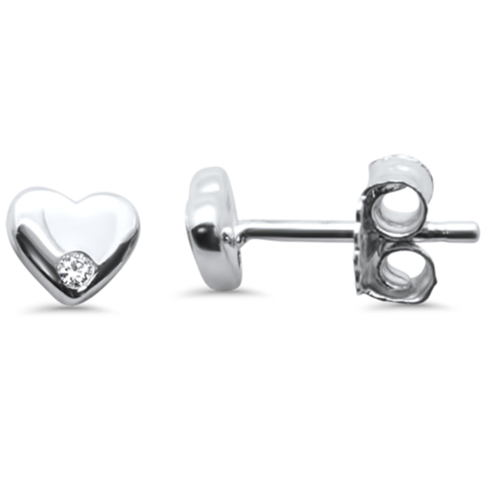 .02ct G SI 14K White Gold DIAMOND Heart Earrings