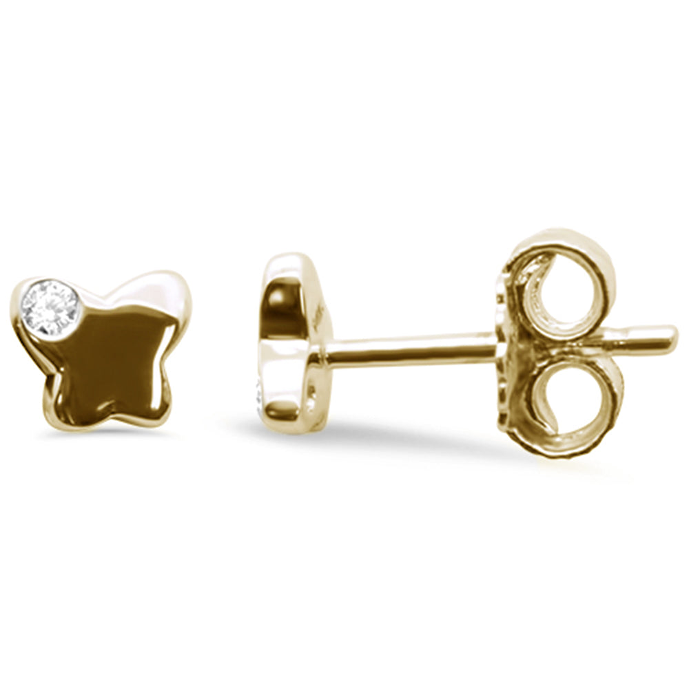 .02ct G SI 14K Yellow GOLD Diamond Butterfly Earrings