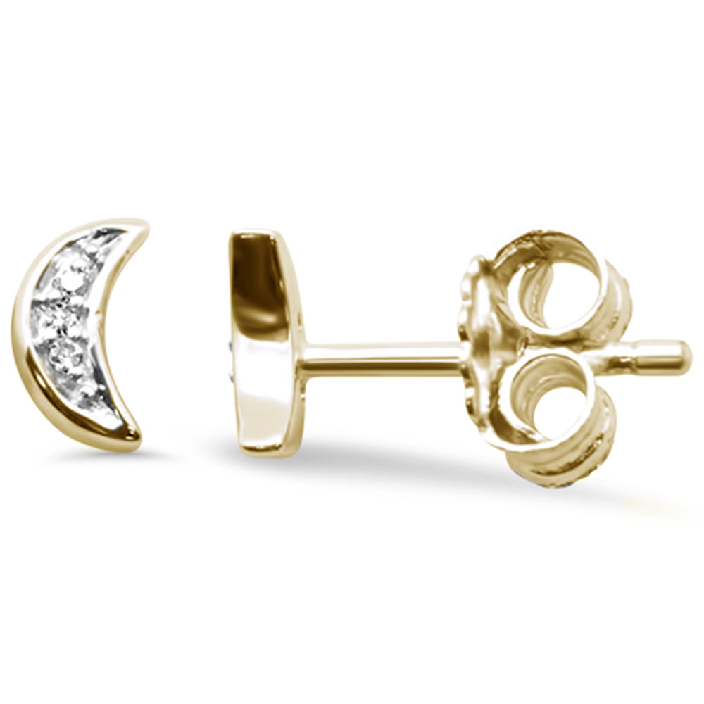 .02ct G SI 14K Yellow GOLD Diamond Moon Earrings