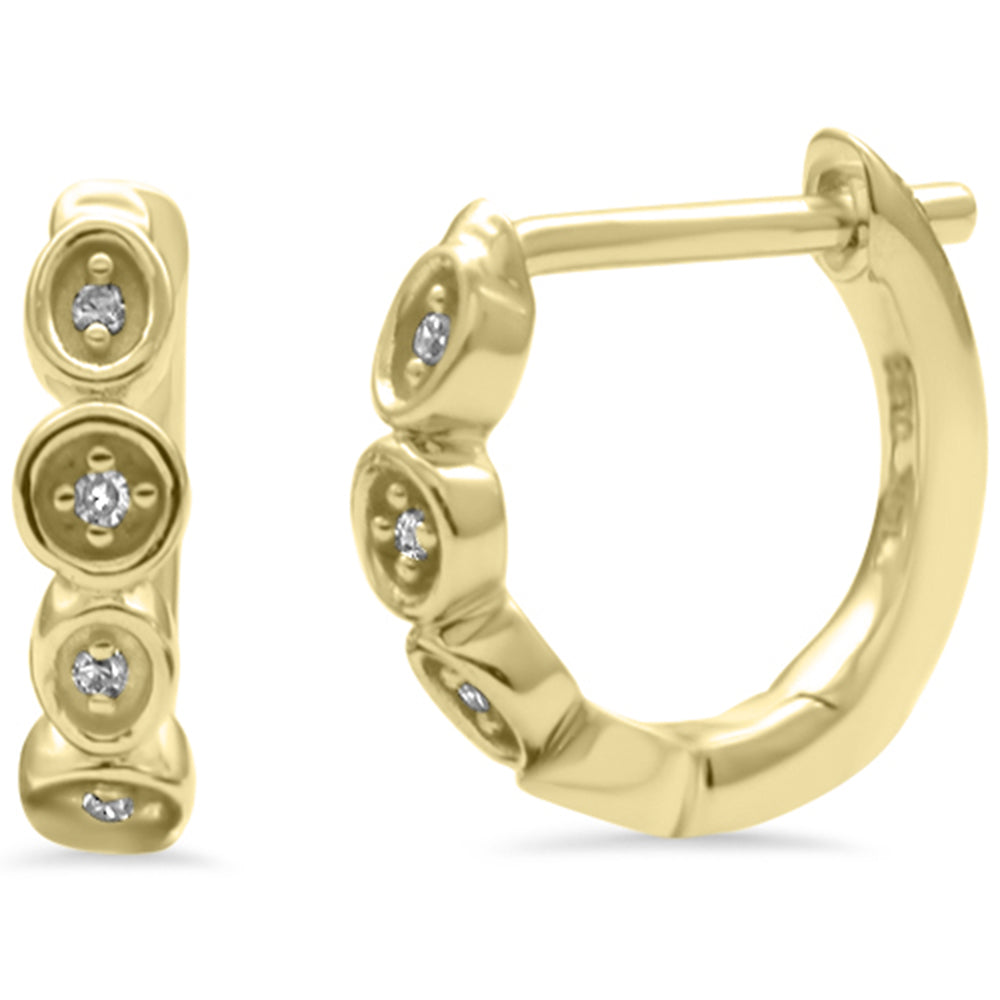 .03ct G SI 14K Yellow GOLD Diamond Hoop Earrings