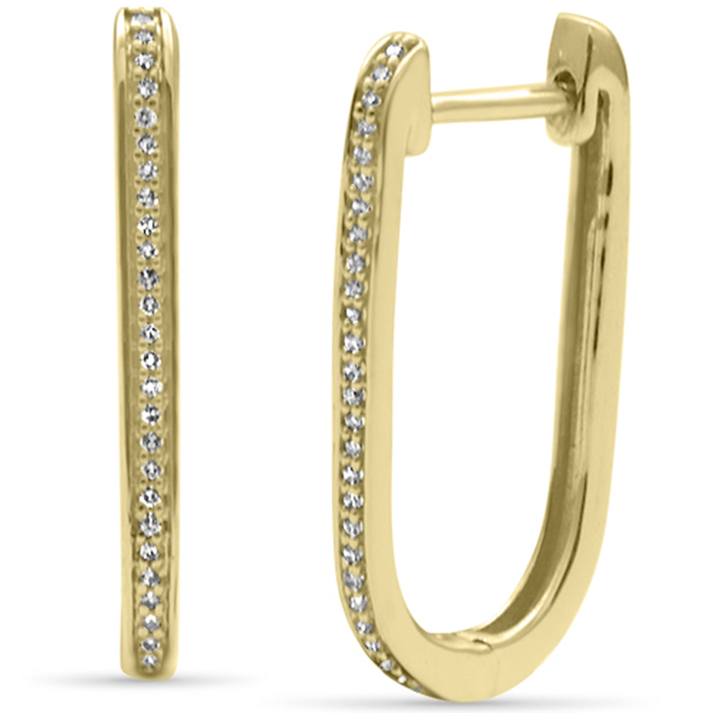 .08ct G SI 14K Yellow Gold Diamond HOOP EARRINGS