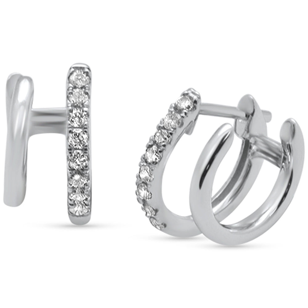 ''SPECIAL! .23ct G SI 14K White Gold DIAMOND Double Hoop Earrings''