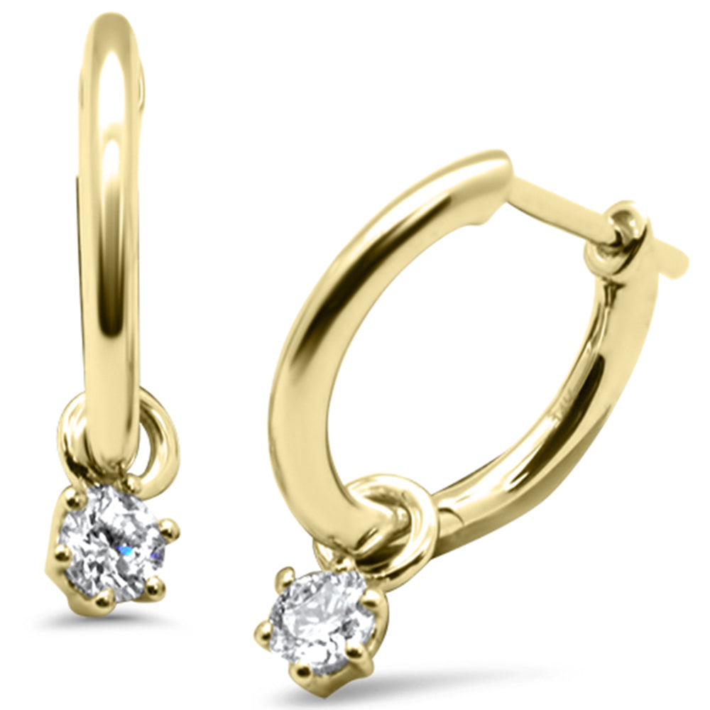 ''SPECIAL! .25ct G SI 14K Yellow GOLD Diamond Dangling Solitaire Hoop Earrings''