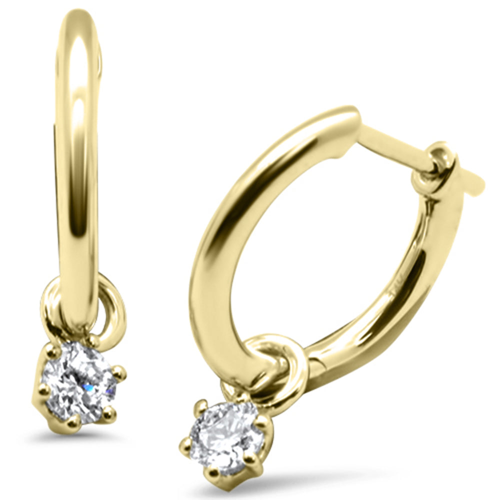 ''SPECIAL! .25ct G SI 14K Yellow Gold DIAMOND Dangling Solitaire Hoop Earrings''