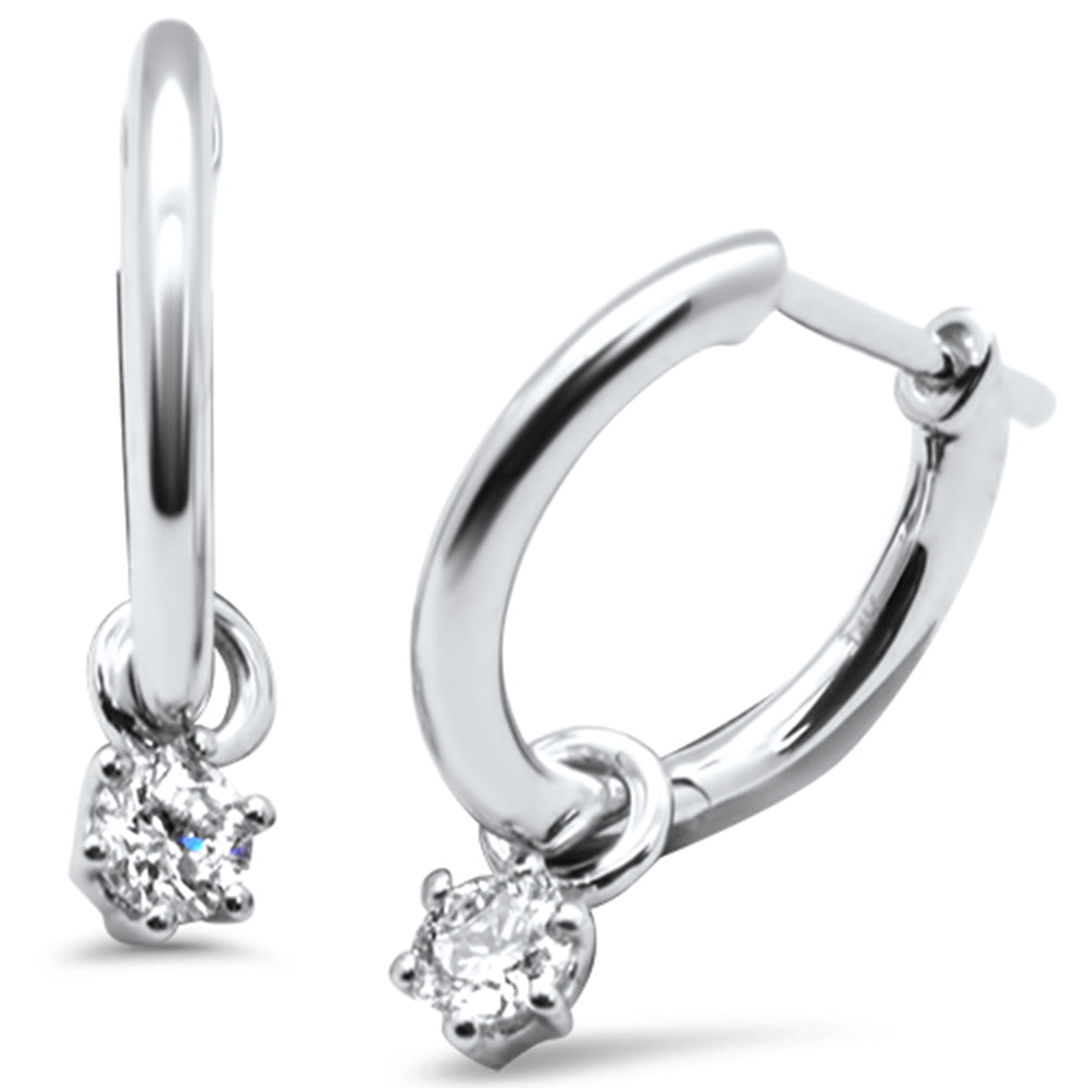 ''SPECIAL! .25ct G SI 14K White GOLD Diamond Dangling Solitaire Hoop Earrings''