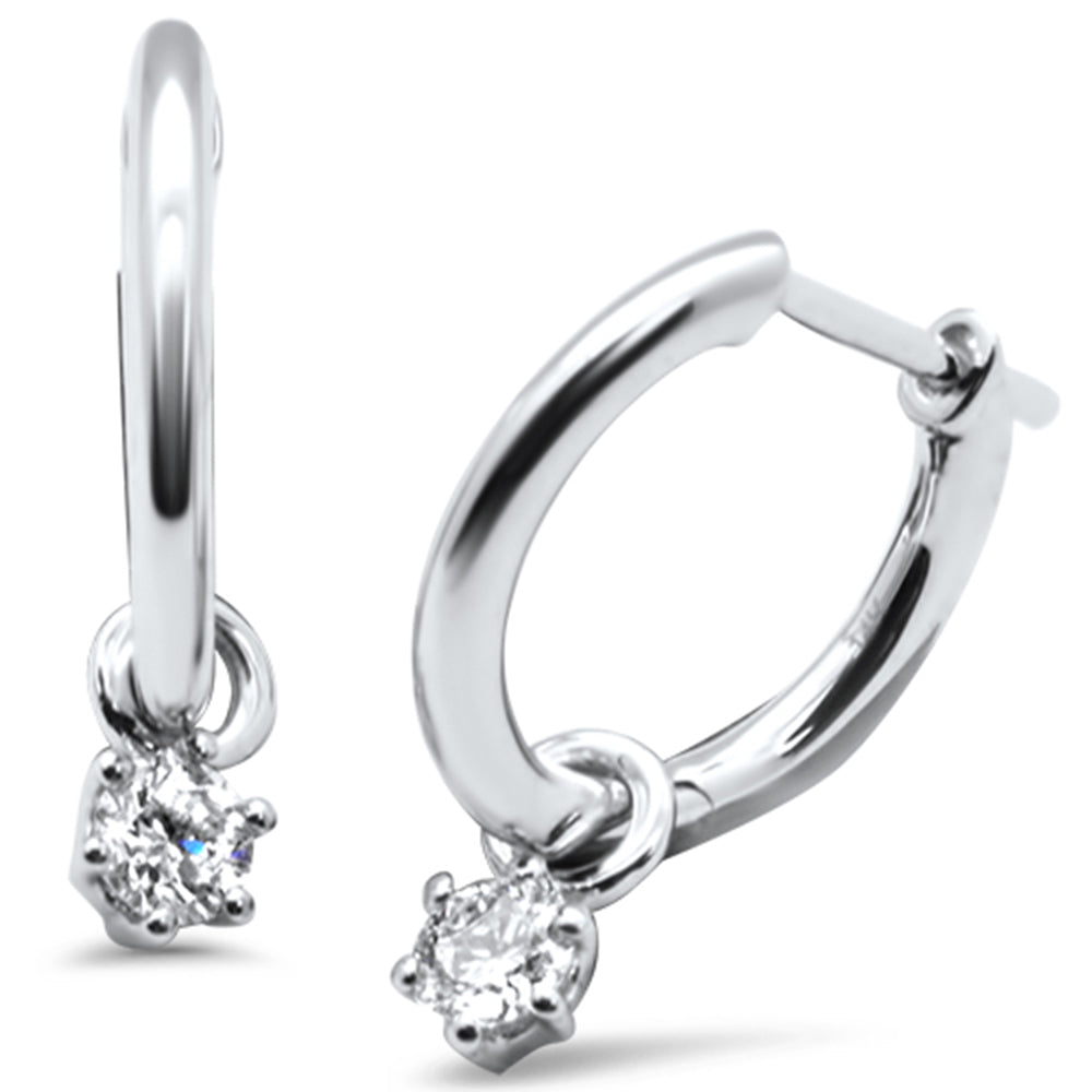 ''SPECIAL! .25ct G SI 14K White Gold Diamond Dangling Solitaire Hoop EARRINGS''