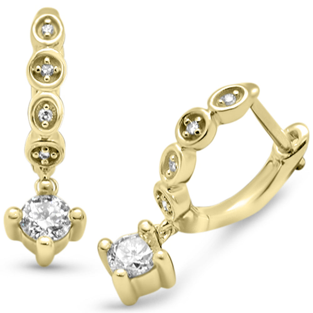 ''SPECIAL! .33ct G SI 14K Yellow GOLD Diamond Dangling Round Diamond Hoop Earrings''