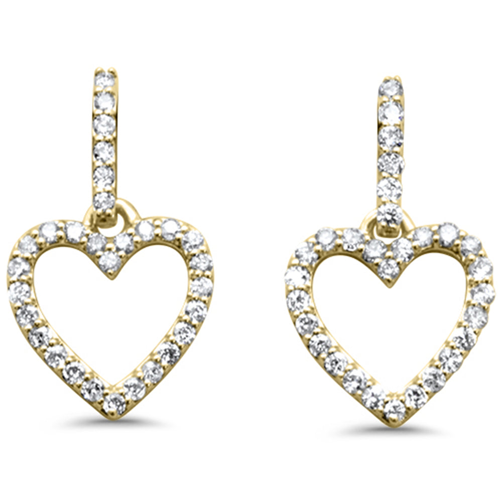 .24ct G SI 14K Yellow Gold DIAMOND Dangling Heart Earrings