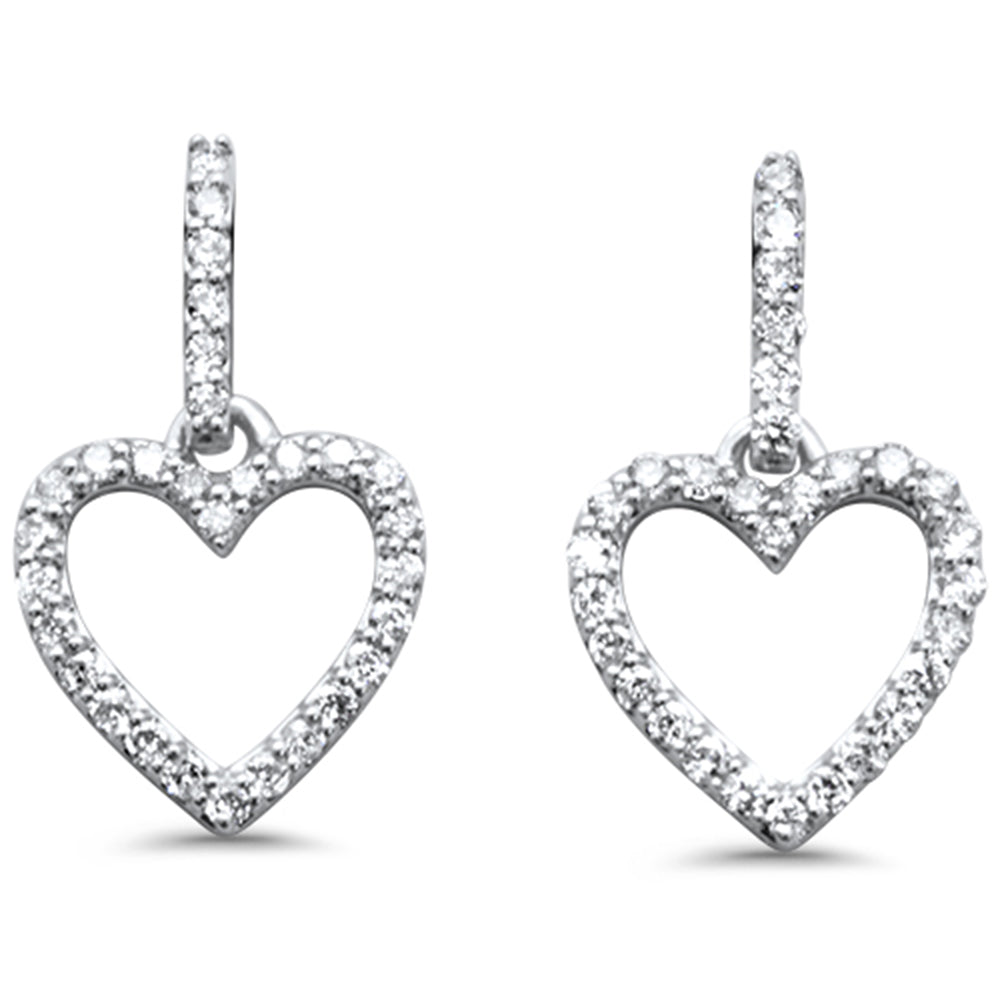 .26ct G SI 14K White Gold Diamond Dangling Heart EARRINGS