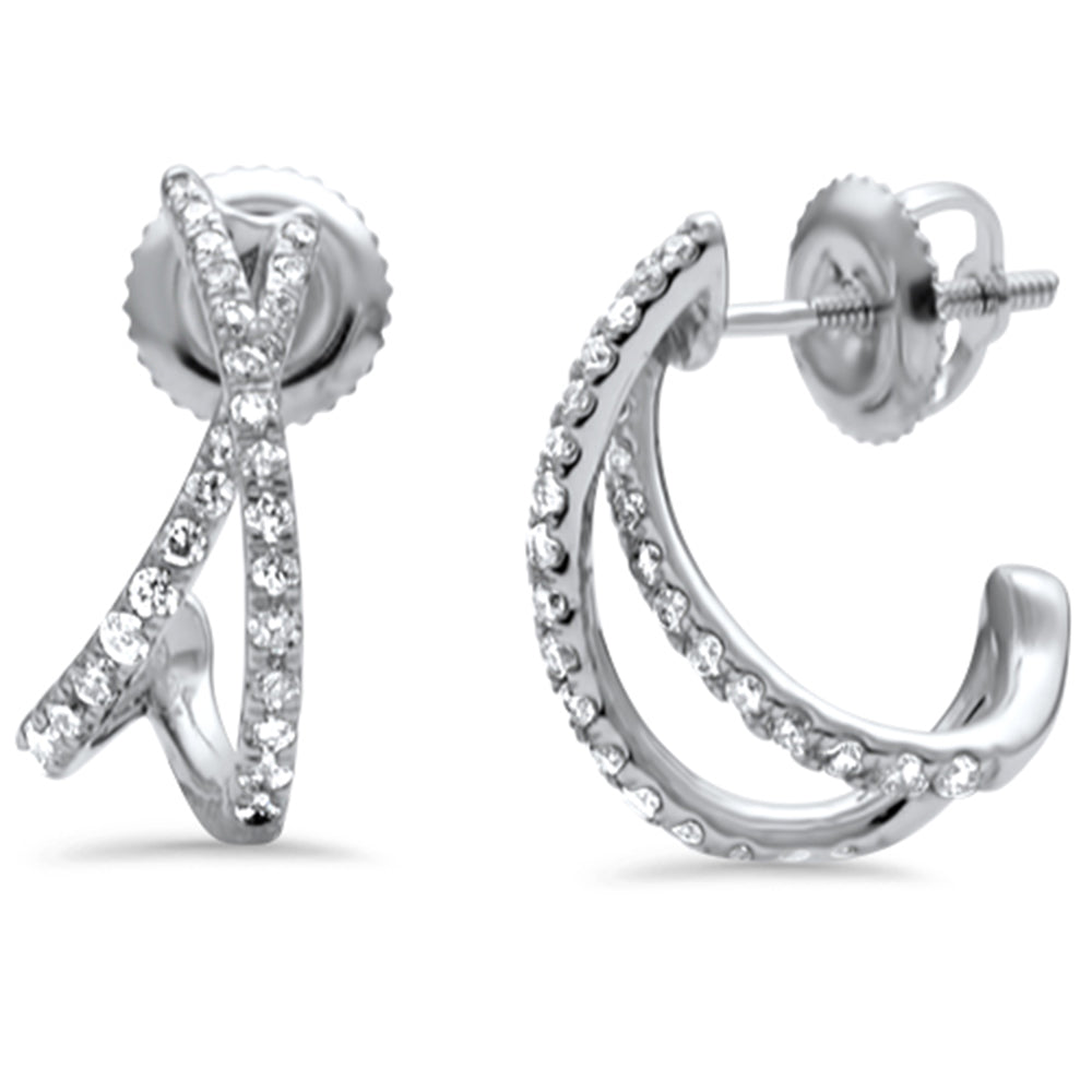 ''SPECIAL! .40ct G SI 14K White Gold Diamond Twisted J Hoop EARRINGS''