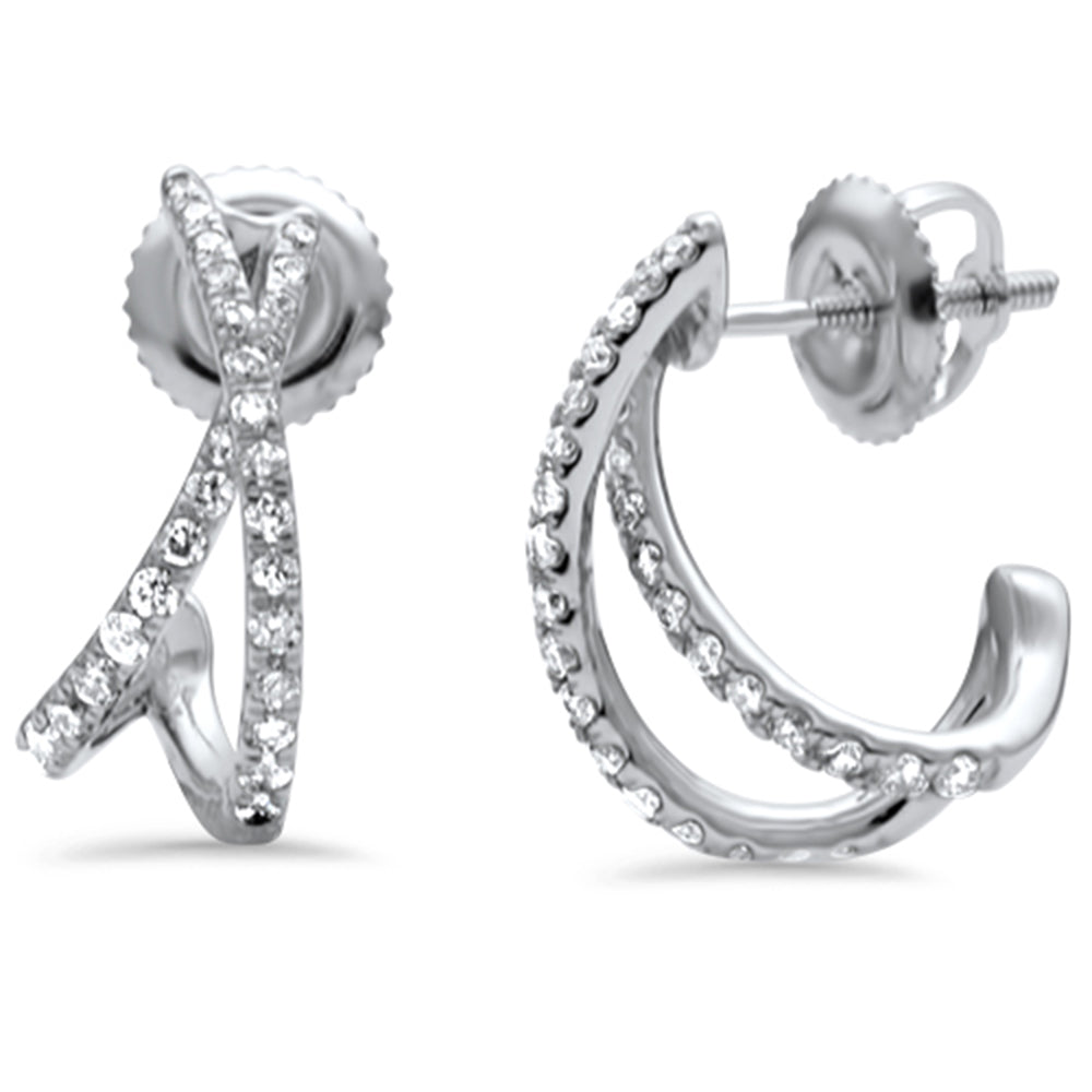 ''SPECIAL! .40ct G SI 14K White Gold Diamond Twisted J HOOP EARRINGS''