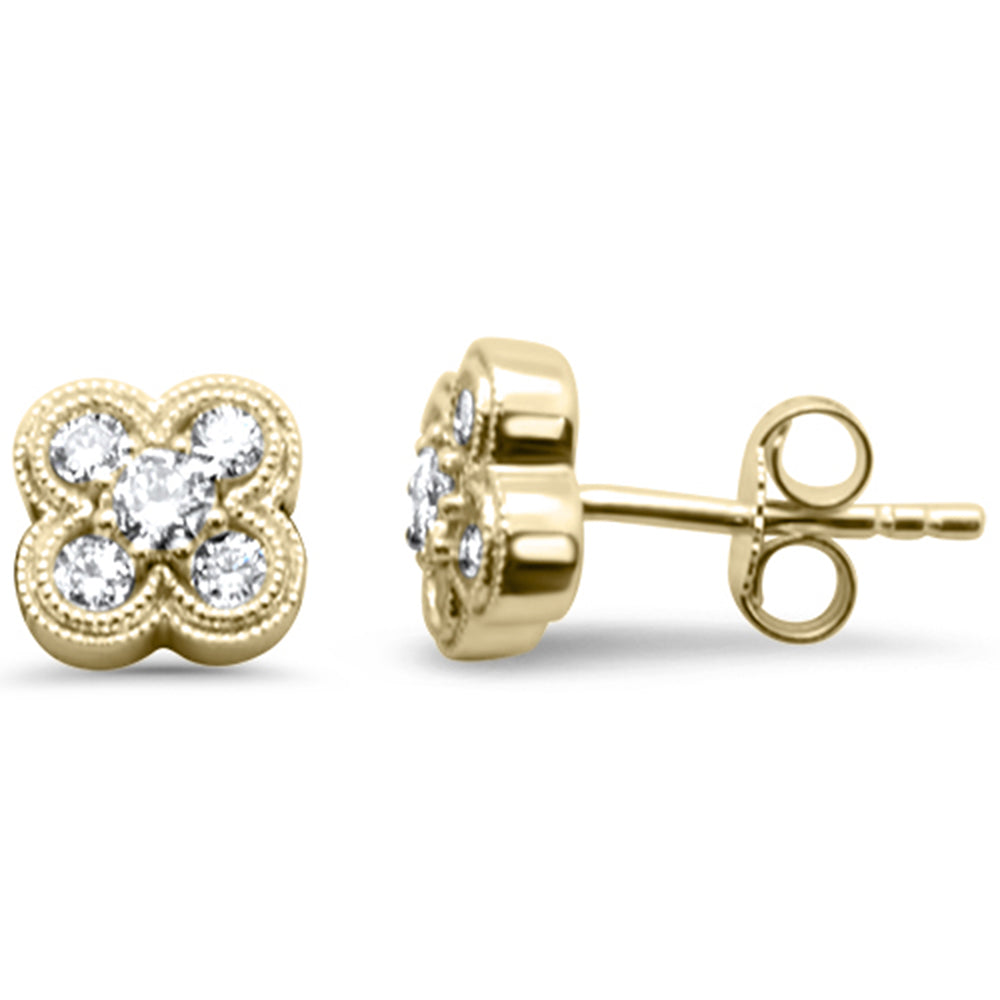 ''SPECIAL! .39ct G SI 14K Yellow Gold Diamond Clover FLOWER Stud Earrings''