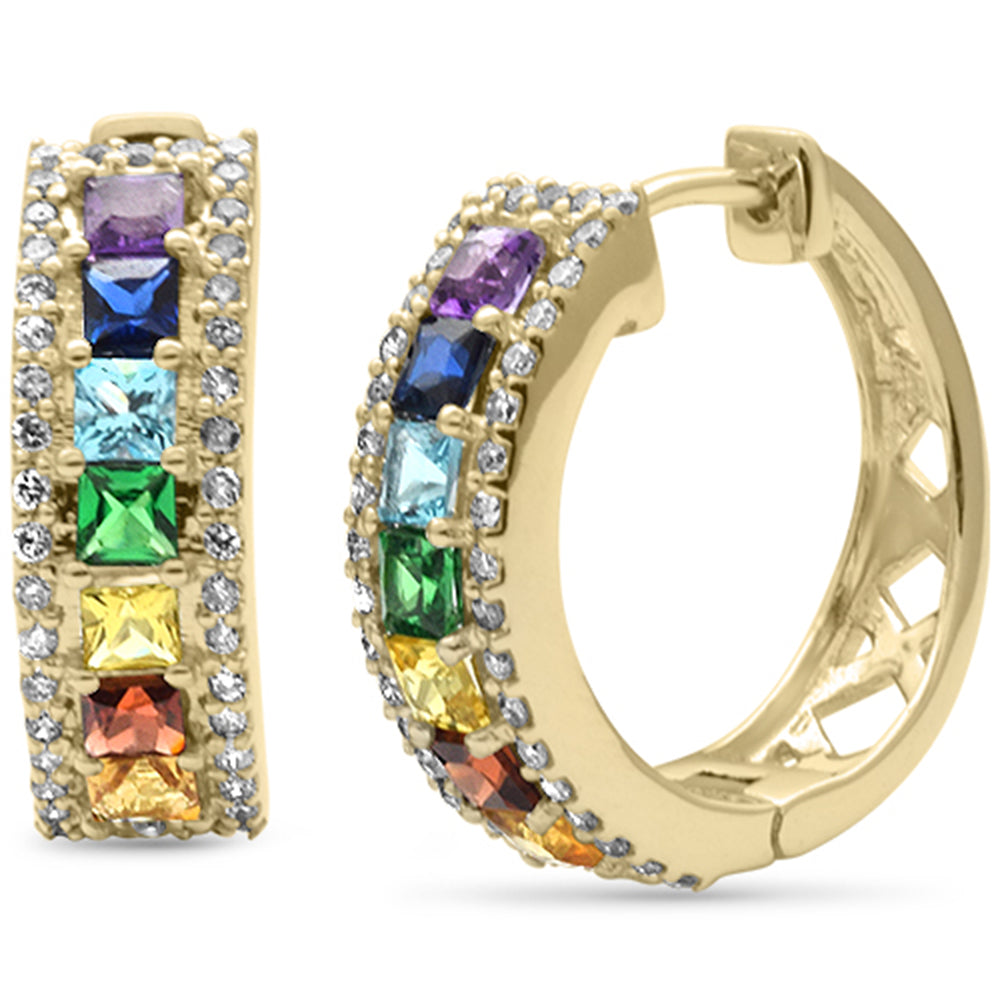 ''SPECIAL!  1.81ct G SI 14K Yellow Gold Diamond Multi Color Hoop EARRINGS''