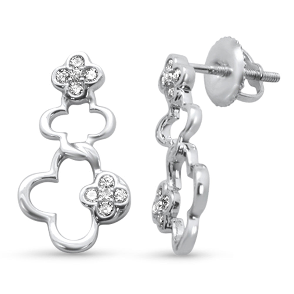 .21ct G SI 14K White Gold Diamond Three Flower EARRINGS