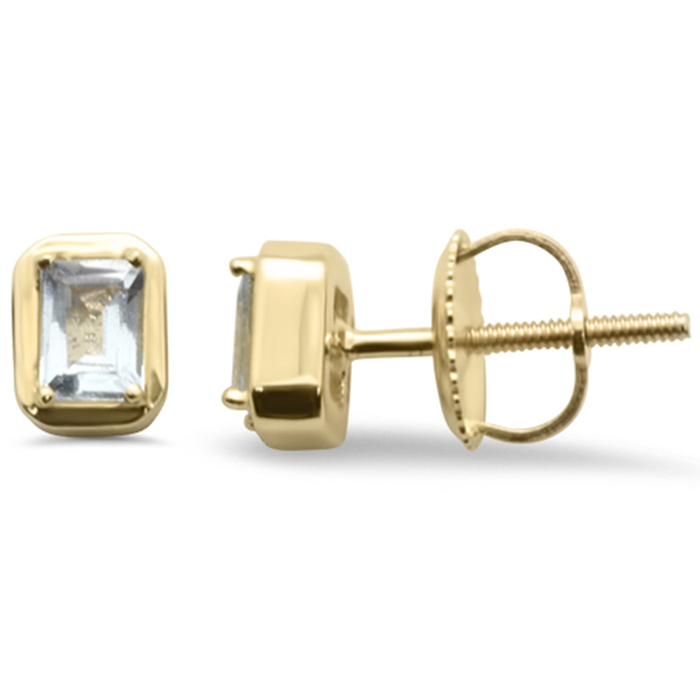 .31ct G SI 14K Yellow Gold AQUAMARINE Gemstone Stud Earrings