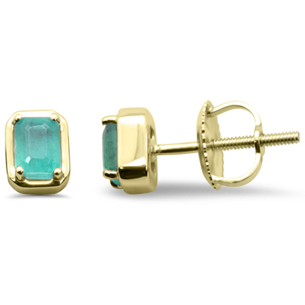 .42ct G SI 14K Yellow Gold Diamond Emerald Gemstone Earrings SCREW Back