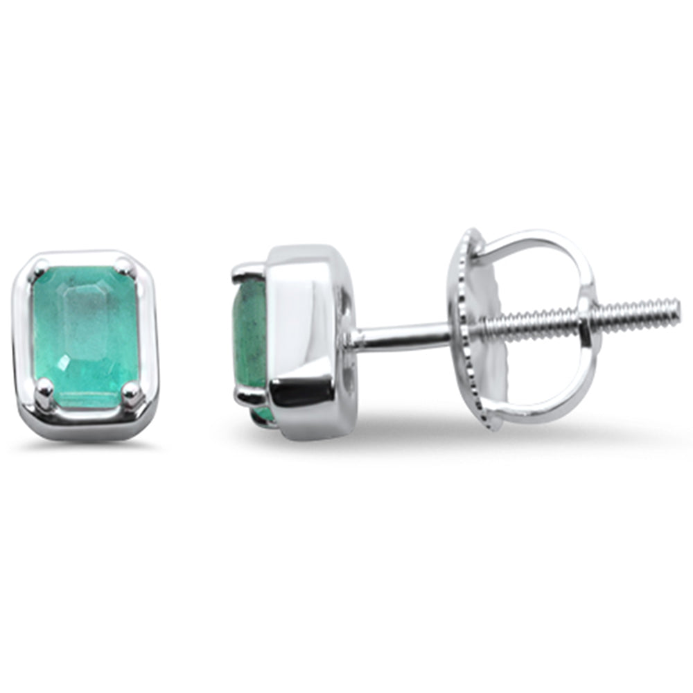 .51ct G SI 14K White Gold Emerald Gemstone Stud EARRINGS