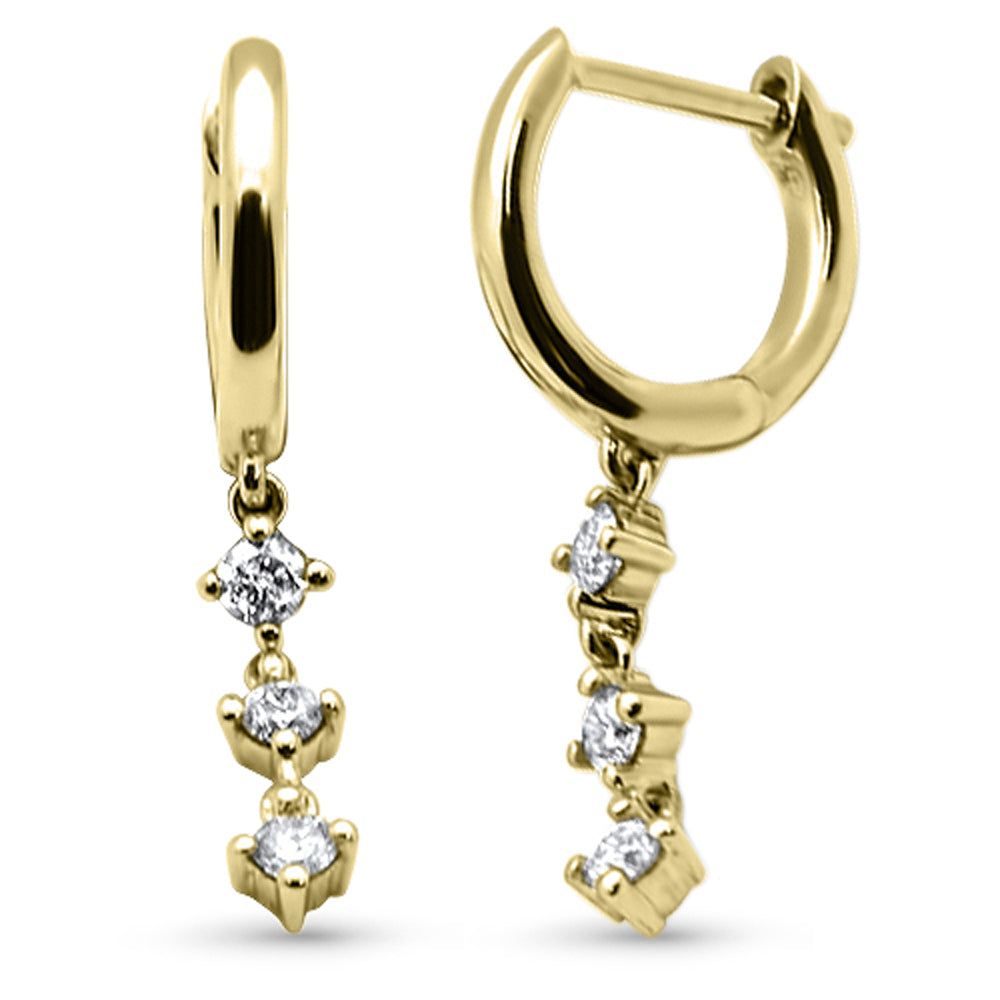 .22ct G SI 14K Yellow Gold Diamond Dangling Hoop EARRINGS