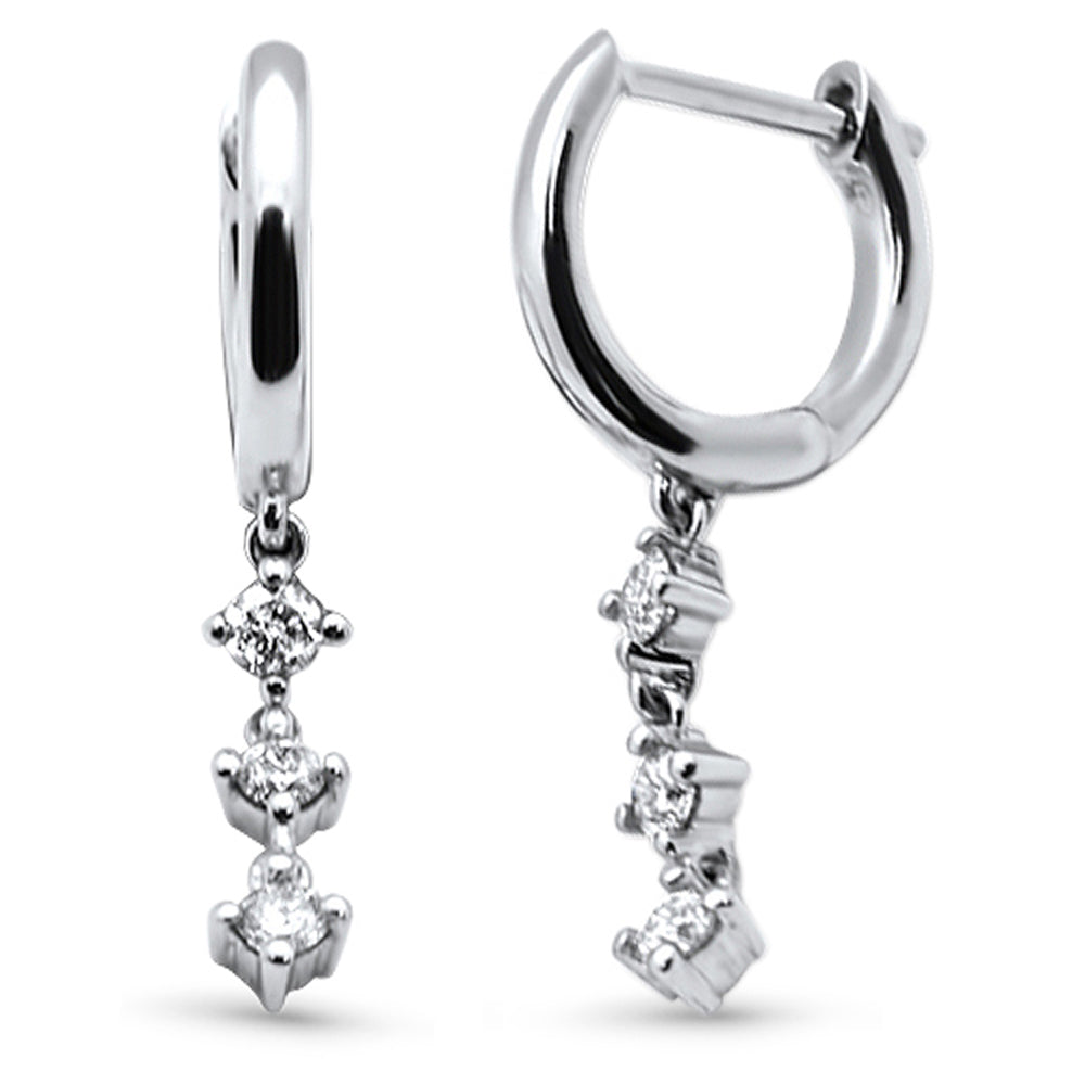 .22ct G SI 14K White GOLD Diamond Dangling Hoop Earrings