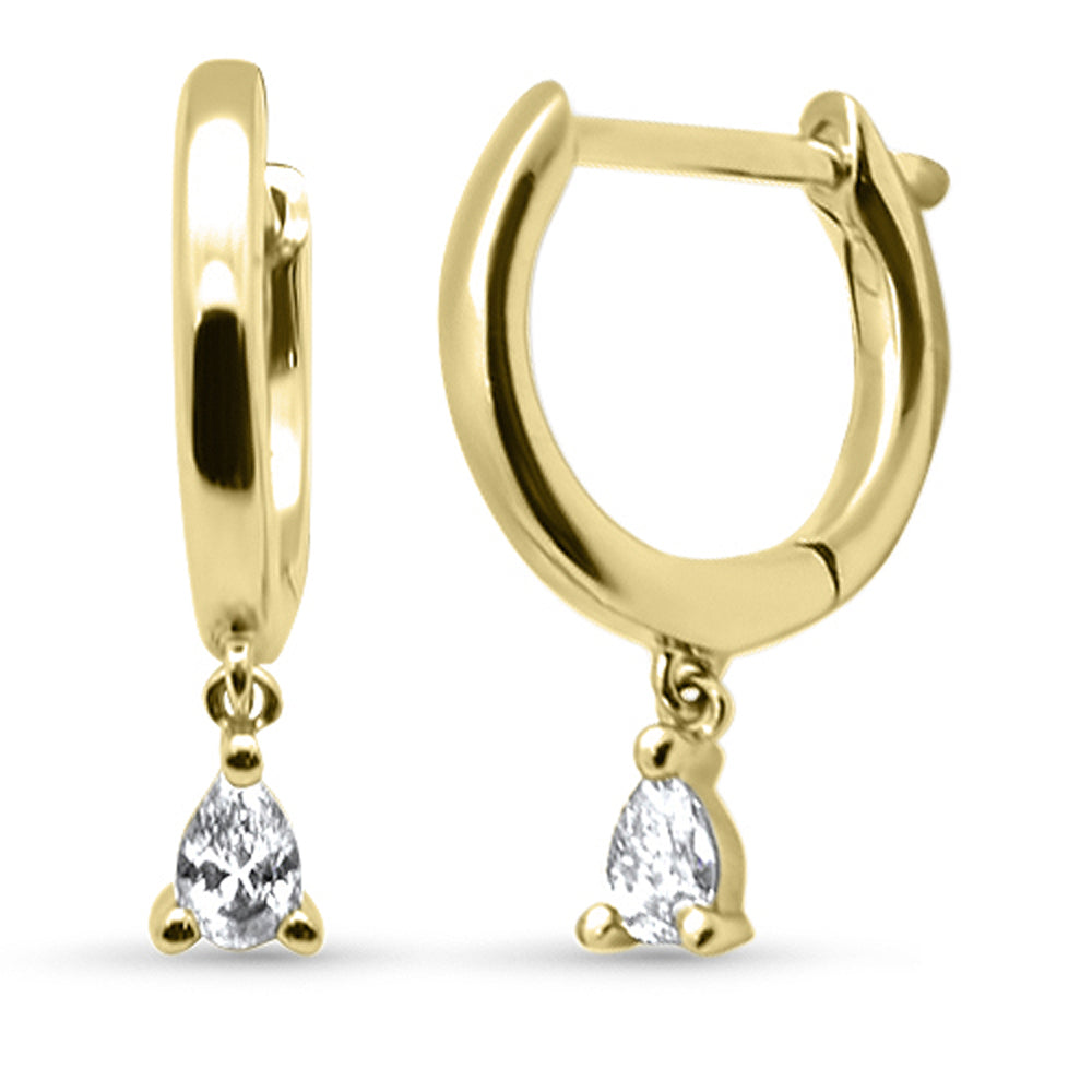 .14ct G SI 14K White Gold DIAMOND Dangling Hoop Earrings