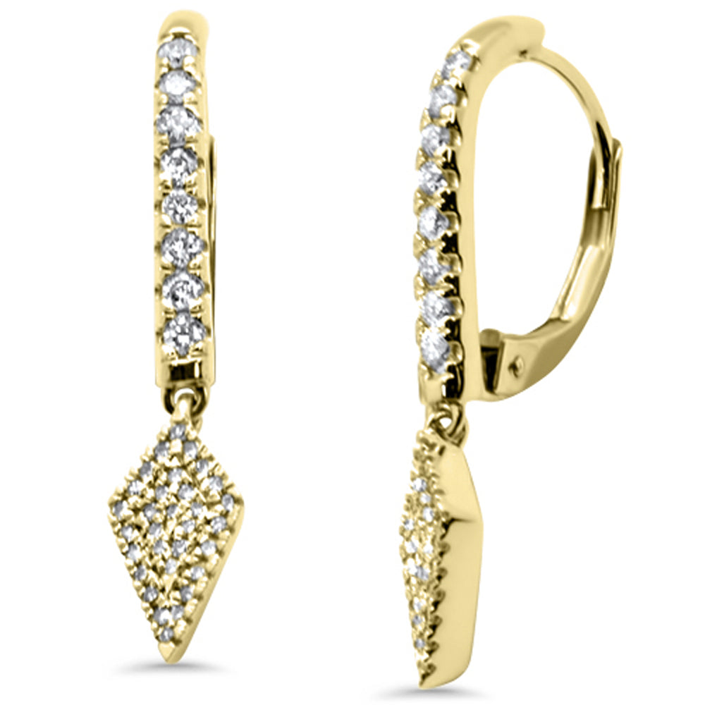 .33ct G SI 14K Yellow GOLD Diamond Dangling Hoop Earrings