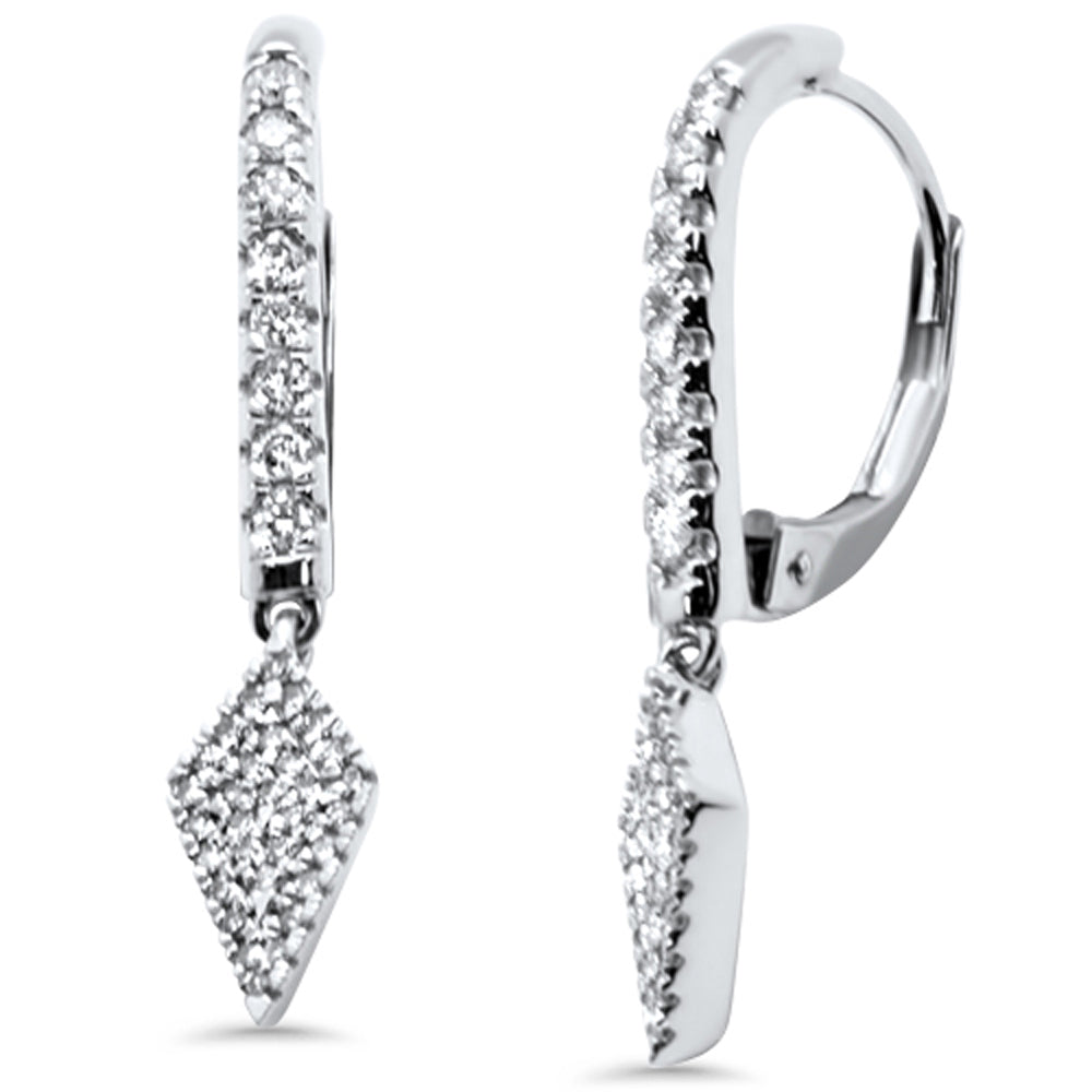 .33ct G SI 14K White Gold DIAMOND Dangling Hoop Earrings