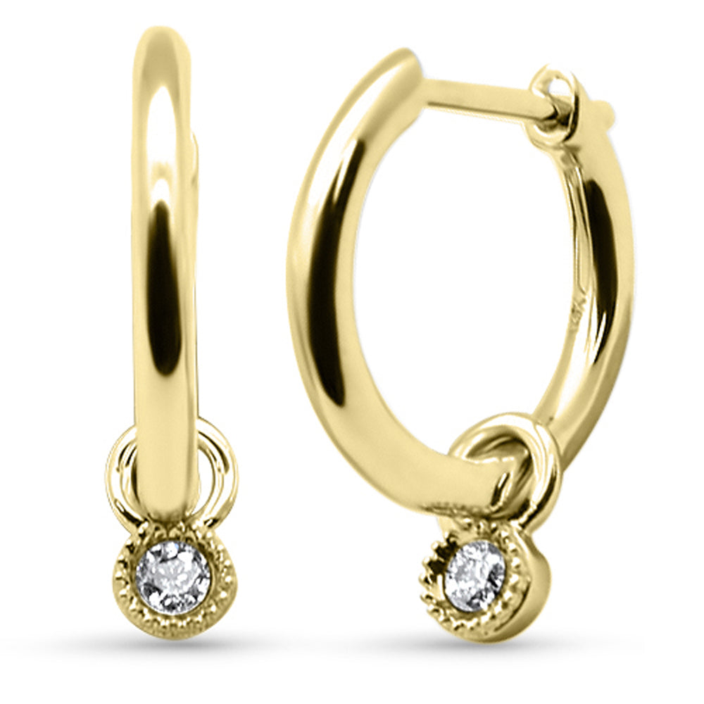 .08ct G SI 14K Yellow Gold DIAMOND Petite Hoop Earrings