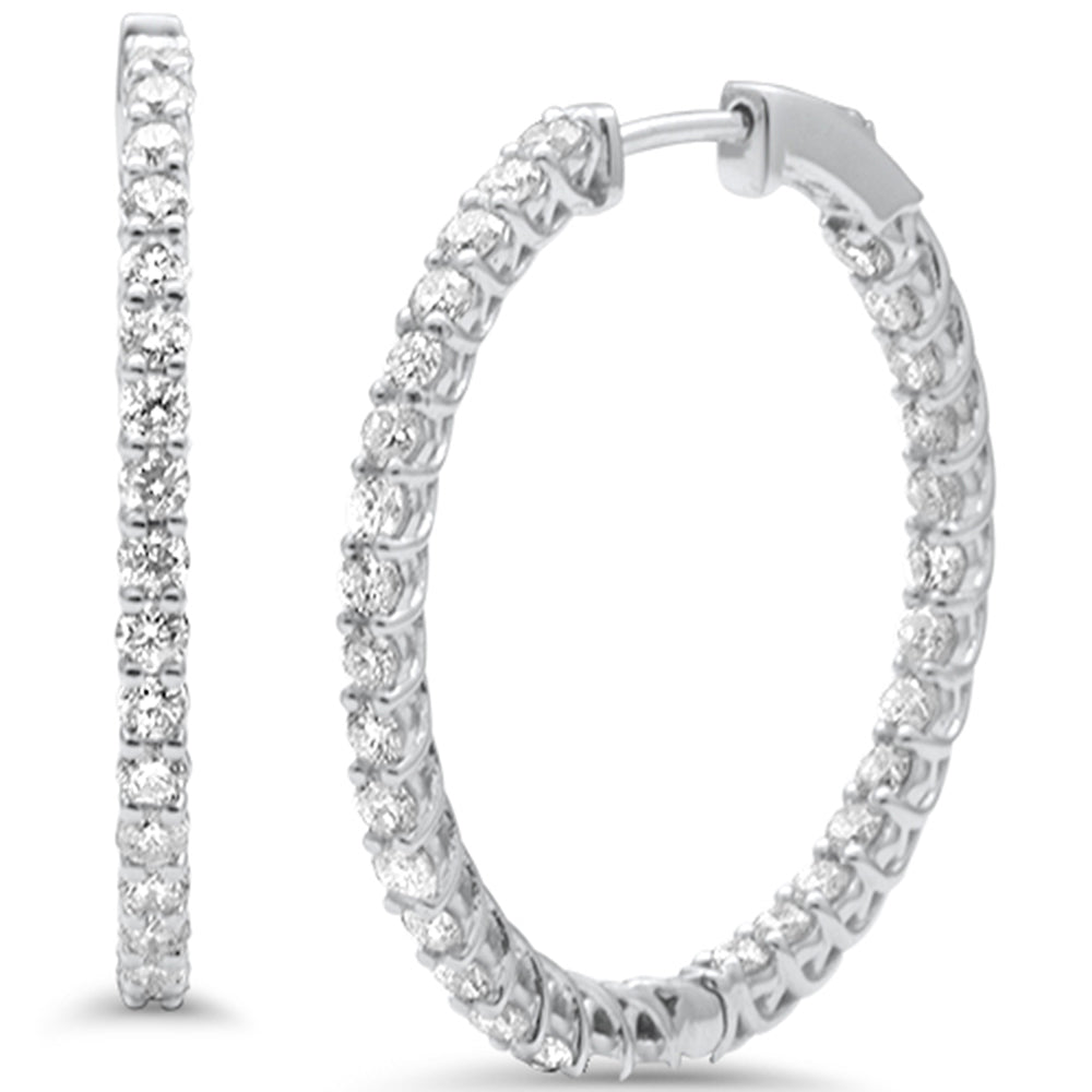 SPECIAL!  2.97ct G SI 14K White Gold Diamond HOOP EARRINGS