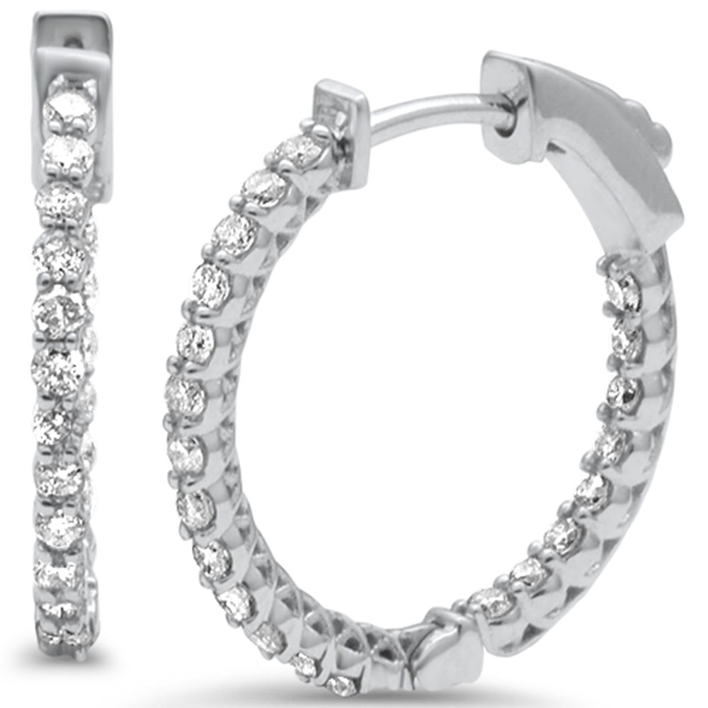 SPECIAL!  1.11ct G SI 14K White Gold Diamond HOOP EARRINGS