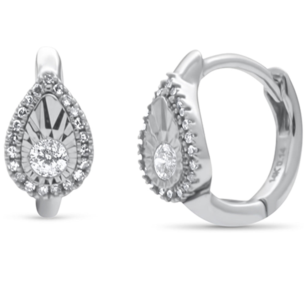 .14ct G SI 14K White Gold Diamond Pear Shaped HOOP EARRINGS