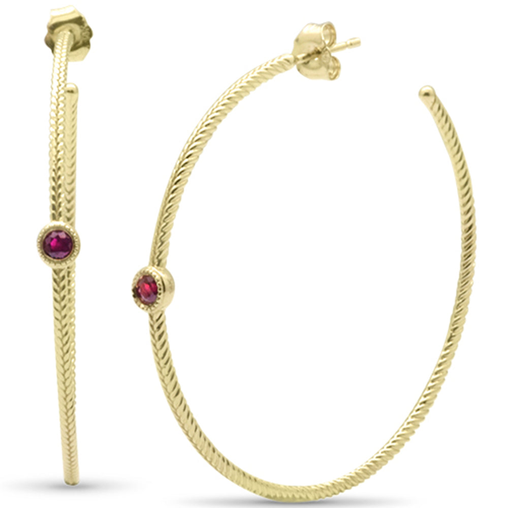 SPECIAL!  .25ct G SI 14K Yellow Gold Diamond Ruby HOOP EARRINGS