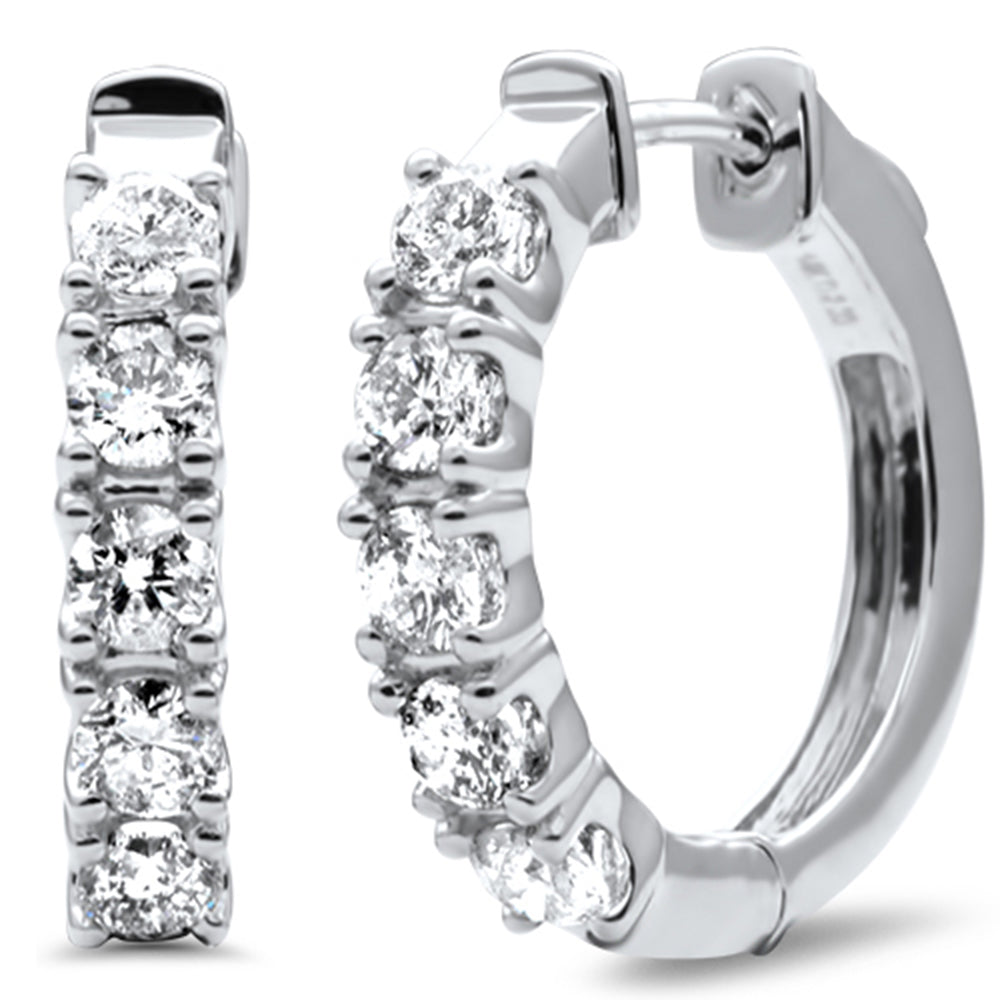 SPECIAL!  2.00ct G SI 14K White Gold DIAMOND Hoop Huggie Style Earrings