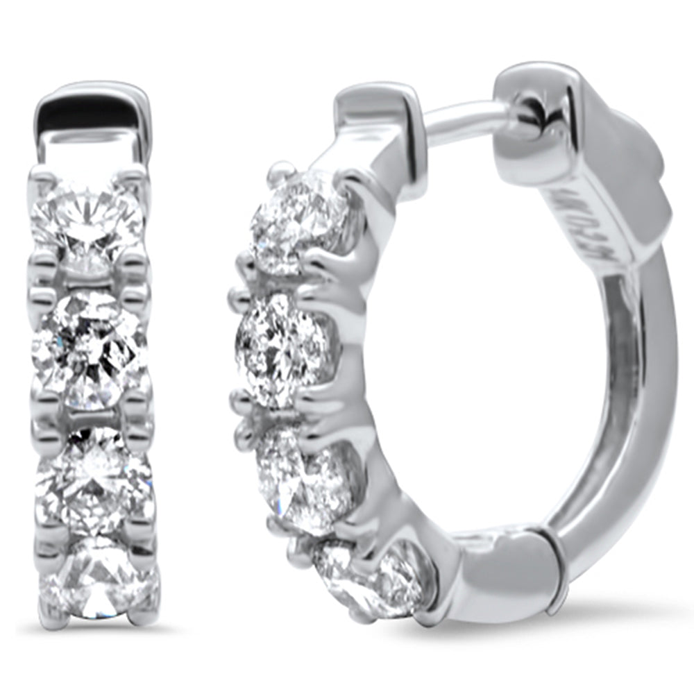 SPECIAL!  2.01ct G SI 14K White Gold Round DIAMOND Hoop Huggie Style Earrings