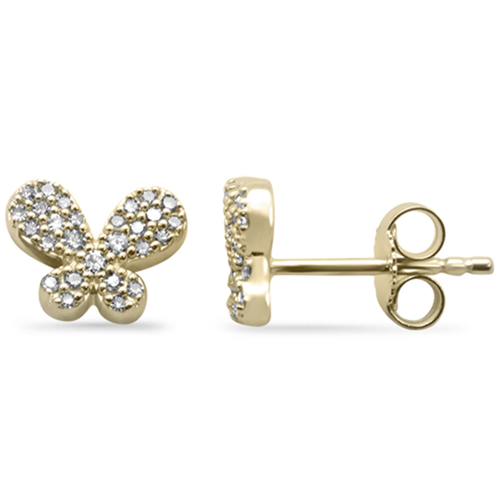 .20ct G SI 14K Yellow Gold DIAMOND Cute Butterfly Earrings