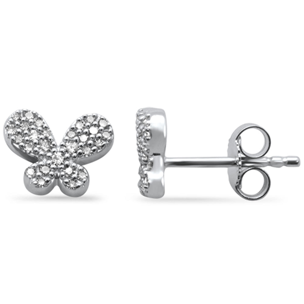 .20ct G SI 14K White Gold DIAMOND Cute Butterfly Earrings