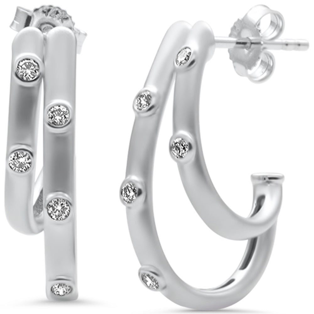 SPECIAL!  .19ct G SI 14K White Gold DIAMOND Double J Hoop Earrings