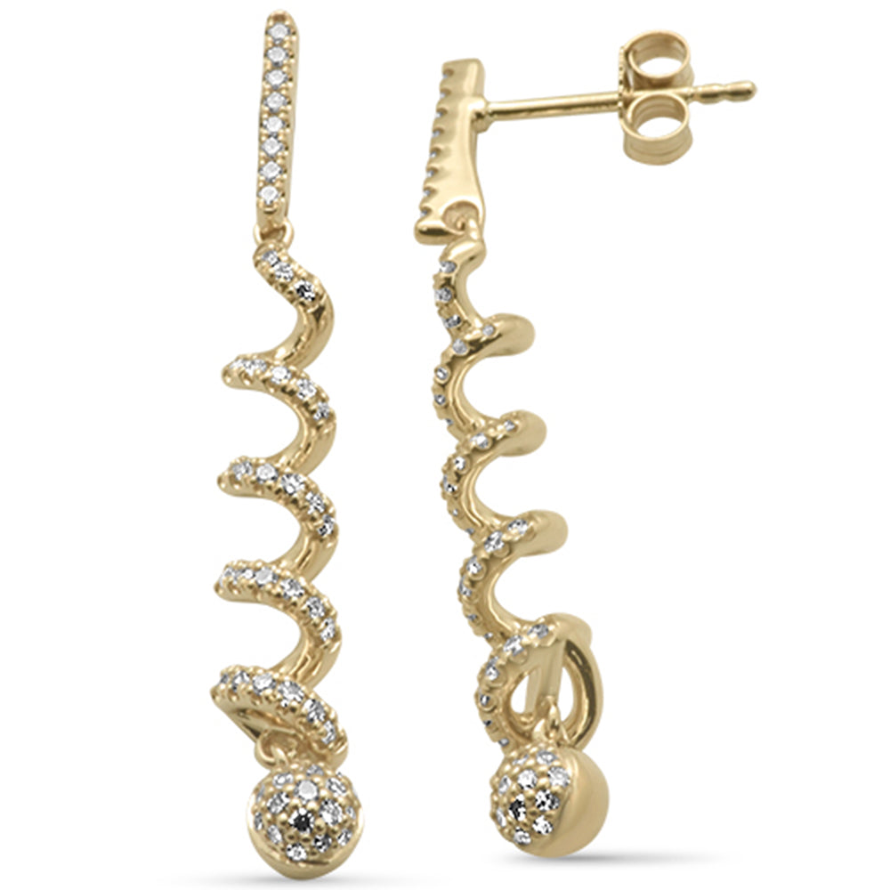 SPECIAL!  .48ct G SI 14K Yellow Gold DIAMOND Twisted Swirl & Ball Drop Earrings