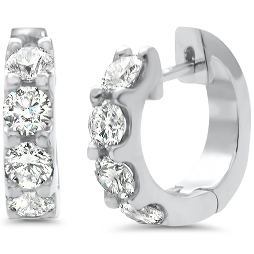 SPECIAL!  1.36ct G SI 14K White GOLD Round Diamond Hoop Huggie Earrings