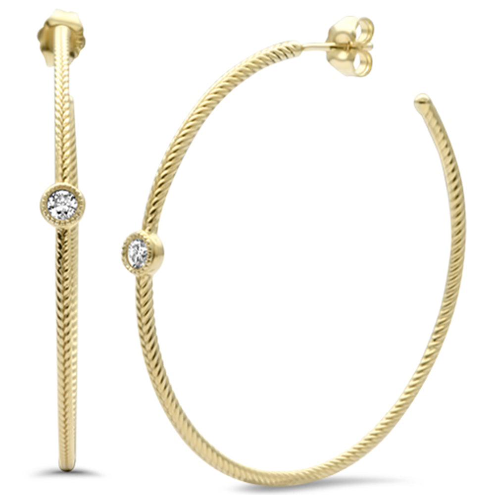 SPECIAL! .18ct G SI 14K Yellow GOLD Diamond Twisted Hoop Earrings