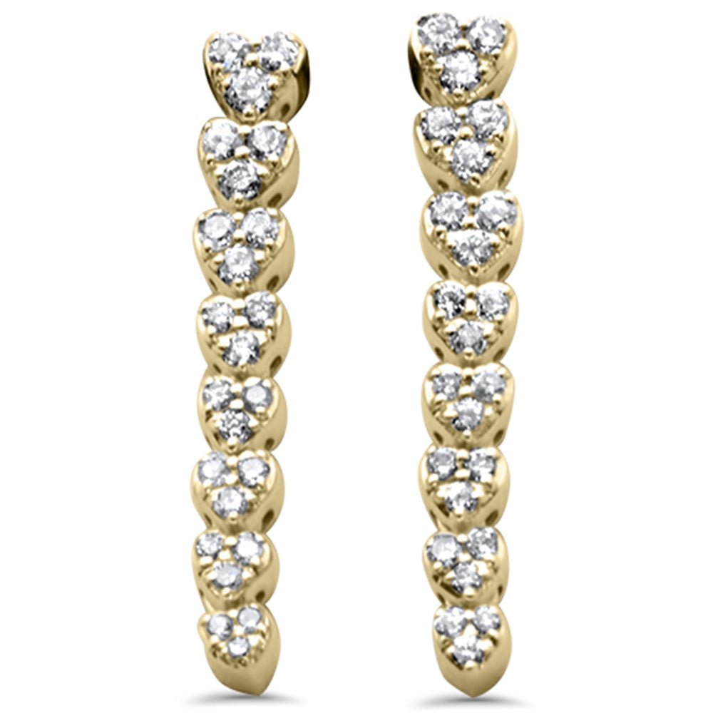 SPECIAL! .36ct G SI 14K Yellow GOLD Diamond Heart Shapes Drop Earrings