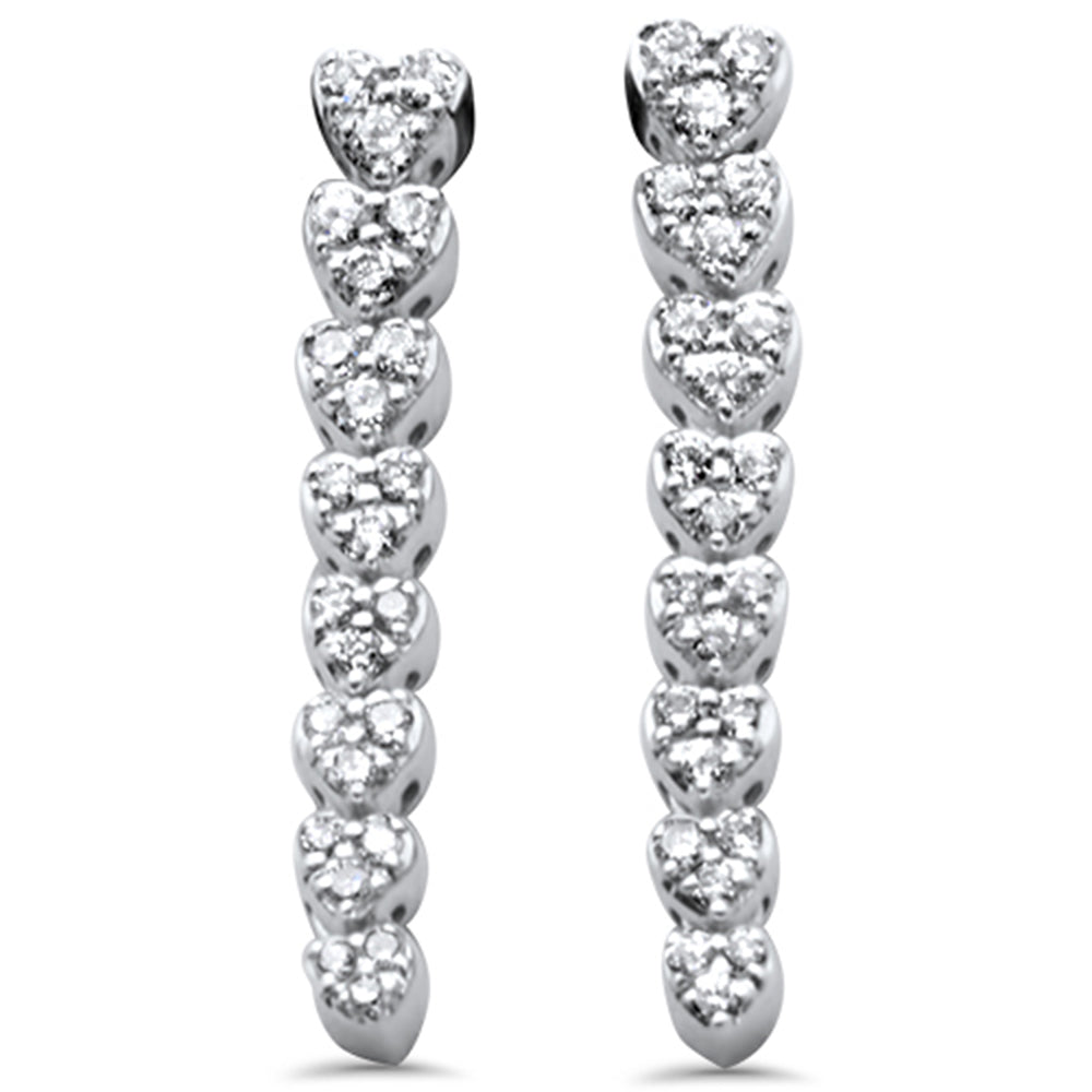 SPECIAL! .34ct G SI 14K White GOLD Diamond Heart Shapes Drop Earrings