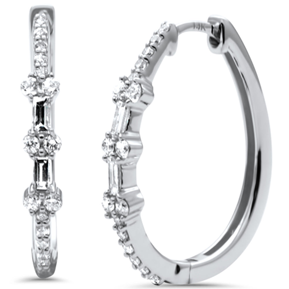 SPECIAL! 0.50ct G SI 14K White GOLD Diamond Hoop Earrings