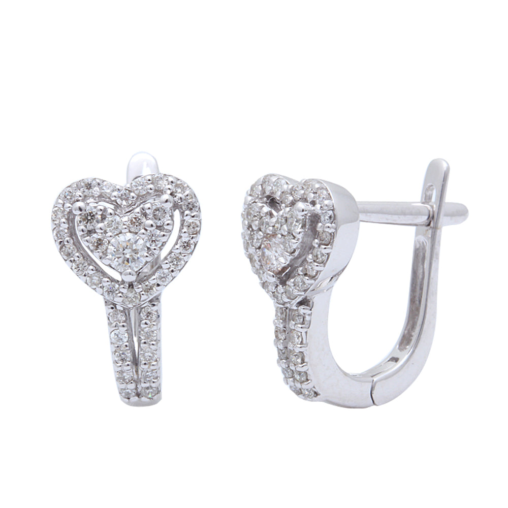 ''SPECIAL! .65ct 14K White Gold DIAMOND Heart Shaped J Hoop Earrings''