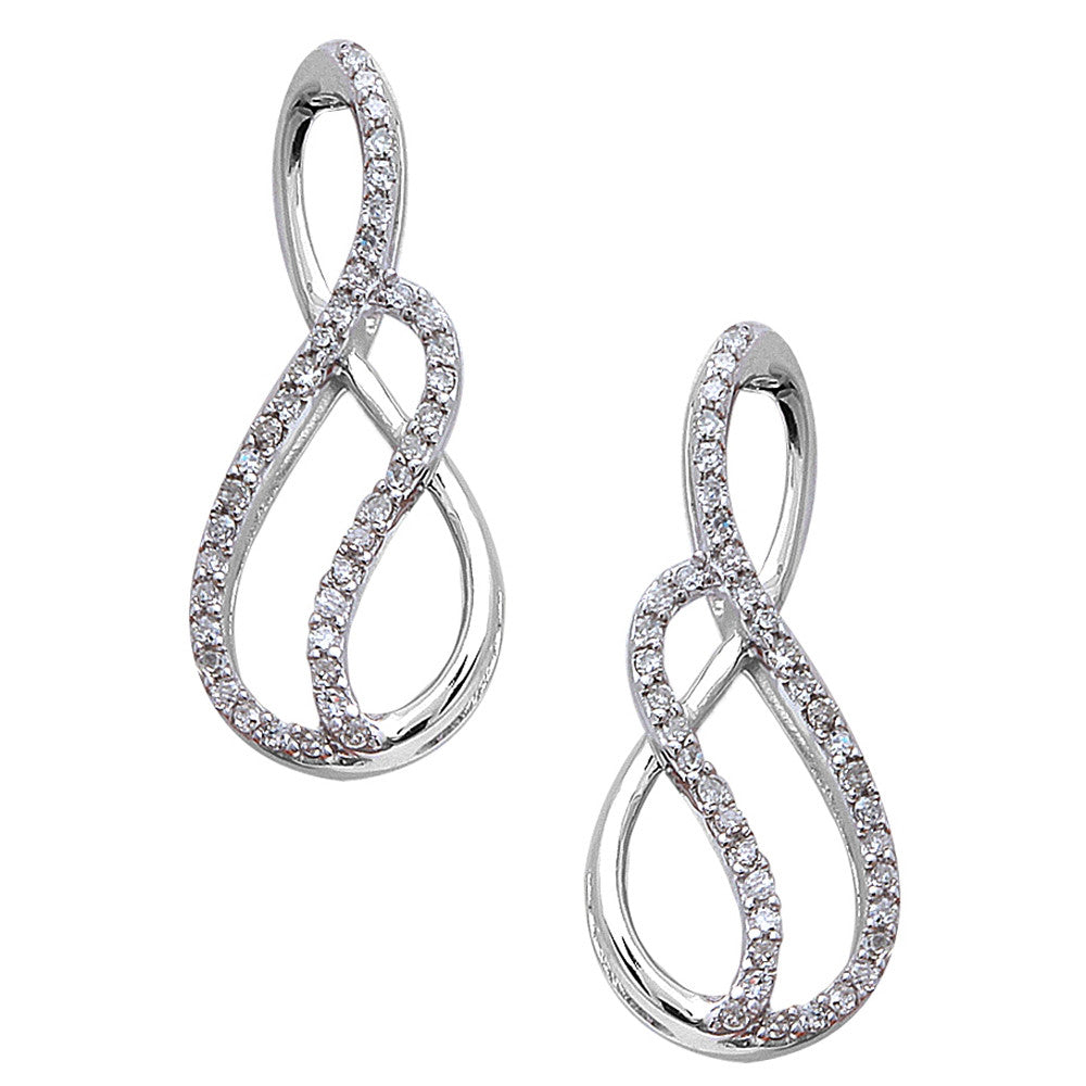 .17ct 14kt White gold Modern Drop DANGLE Diamond Earrings