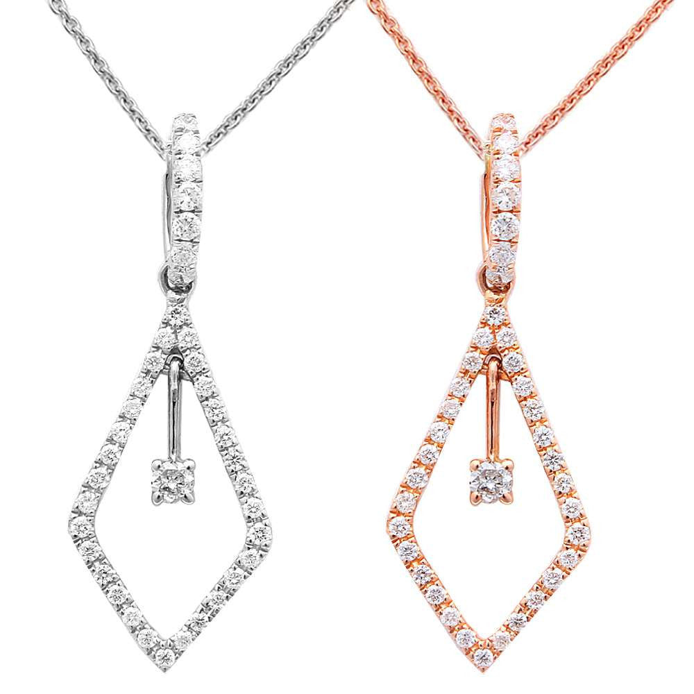 ''.24ct DIAMOND Solitaire Drop Dangle Necklace Pendant 14kt Rose or White Gold 18''''''