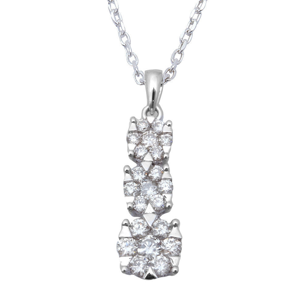 .56ct Diamond Three stone Past Present Future PENDANT 14kt White Gold