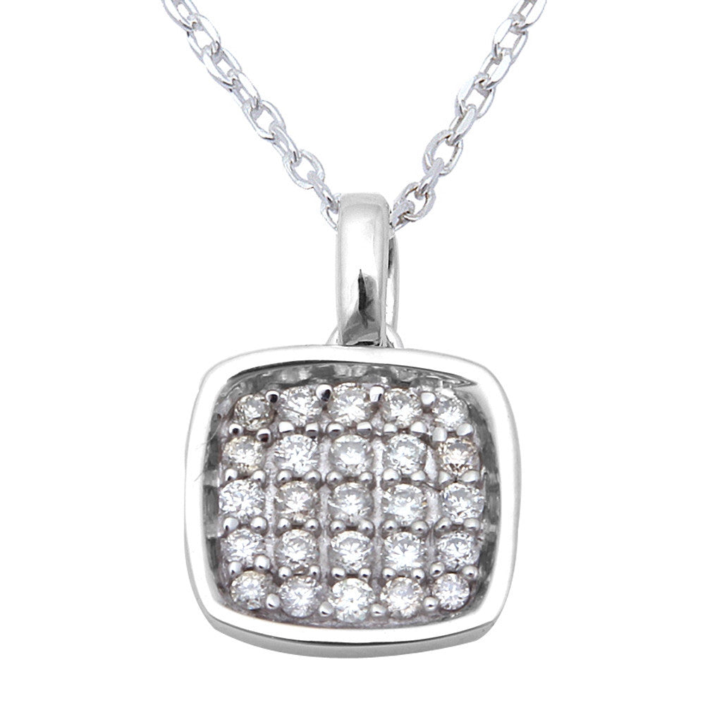 ''.15ct Princess Shaped Diamond PENDANT Necklace 14kt White Gold 18'''' Chain''