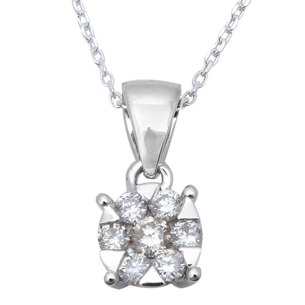 ''.25ct Round Diamond Solitaire PENDANT Necklace 14kt White Gold 18'''' Chain''